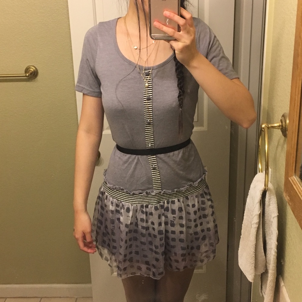 Classy grey chiffon dress